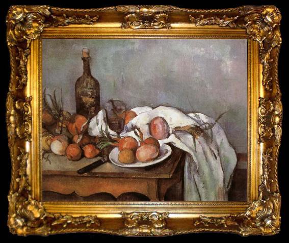 framed  Paul Cezanne Onions and Bottle, ta009-2